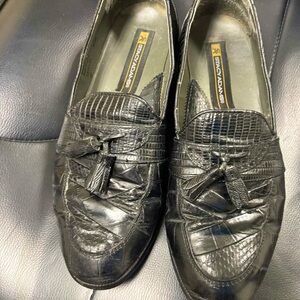 Stacy Adams Mens Genuine Snake Loafer Shoes 8.5  Leather Dark Grey
